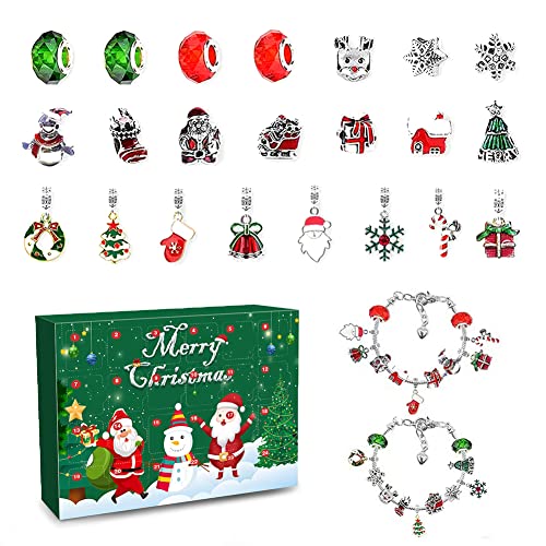 LYEAA Caja de regalo de 24 rejillas, kit de fabricación de joyas, cuentas regresivas, calendario de Navidad, calendario de cuenta regresiva para niños