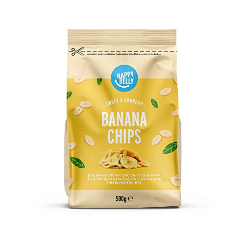 Marca Amazon - Happy Belly Chips de plátano, 500 g