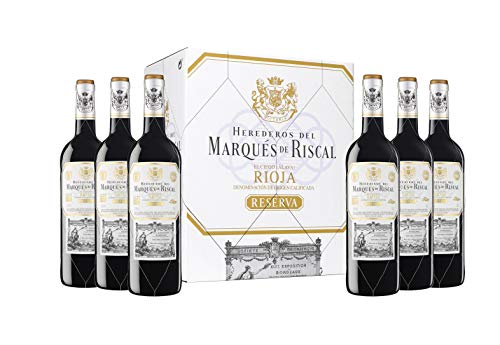 Marques De Riscal Vino Tinto Reserva Denominación de Origen Calificada Rioja, Variedad Tempranillo, 24 Meses en barrica, 6 Botellas x 750 ml