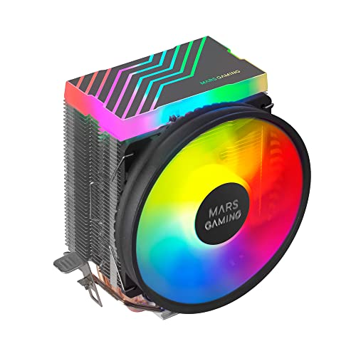 MARSGAMING MCPU33, Disipador CPU Dual FRGB, 3 Heatpipes HCT, TDP 140W, Ventilador Ultra-silencioso PWM 11 cm, para Ordenador de escritorio, Color Negro