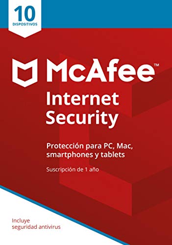 McAfee Internet Security 2024 | 10 dispositivos | Antivirus y software de seguridad en Internet | Windows/Mac/Android/iOS | Suscripción de 1 año | Descargar código