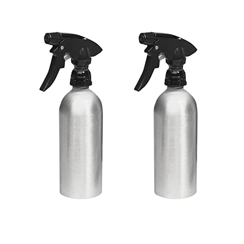 mDesign Pulverizador de Agua vacío (Juego de 2) – Rociadores de Agua Recargables de Aluminio para la casa y el jardín pulverizador para regar Plantas – Color: Plateado/Negro