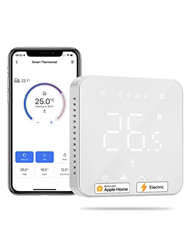 Meross Termostato inteligente de 16 A para calefacción eléctrica por suelo radiante compatible con HomeKit, Siri,Alexa y Google Home, con WiFi, pantalla táctil LED ycontrol por voz