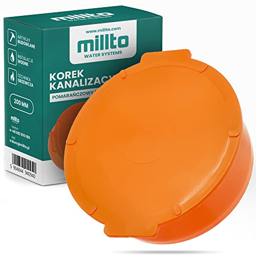 Millto™ Tapón de tubo HT KG de diámetro DN 200 mm naranja | tapón de desagüe de plástico PVC PP conexión pieza de conexión tapa