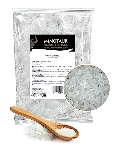 Minotaur Salt | Sal marina gruesa para el molino de sal 2 X 500 g (1 Kg) | Sal de Mesolongi Grecia 100% natural, con yodo natural del mar
