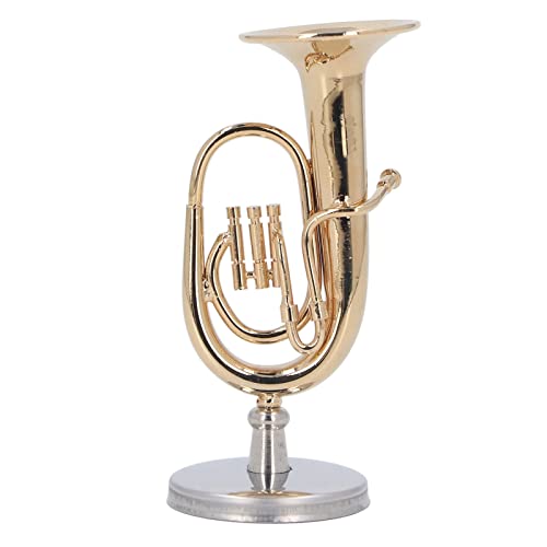 Modelo de Mini Tuba, Modelo de Tuba en Miniatura, Modelo de Instrumento Musical de Tuba en Miniatura Chapado en Oro de Latón para el Hogar, la Escuela y la Oficina