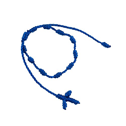 Mopec Pulsera Rosario con Cruz de Macramé, Textil, Azul, 3x17.5x8 cm, 10 Unidades