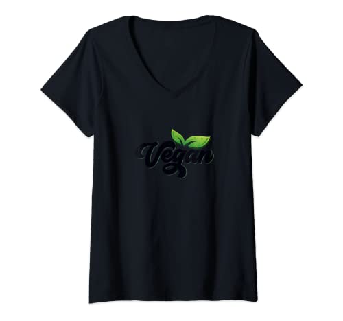 Mujer Plantón de árbol vegano declaración vegetal. Camiseta Cuello V
