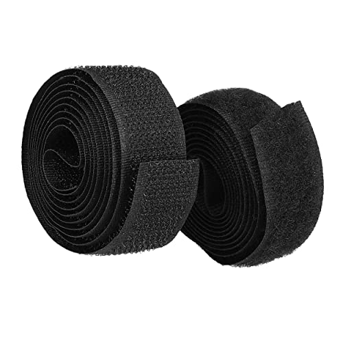 mumbi Cinta de coser de velcro con gancho y forro polar para coser, cierre de velcro, 20 mm x 1 m, color negro