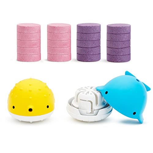 Munchkin Set de Bombas de Baño y Dispensador de Juguete, Juguetes de Baño Bebés y Niños Pequeños, Bomba de Colores para la Bañera, Pastillas de Baño Efervescentes con Color, Fórmula Hidratante