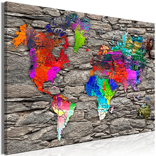 murando Cuadro en Lienzo Mapa del Mundo 60x40 cm Impresión de 1 Pieza Material Tejido no Tejido Impresión Artística Imagen Gráfica Decoracion de Pared mapa continentes Abstracto piedra k-A-10012-b-a