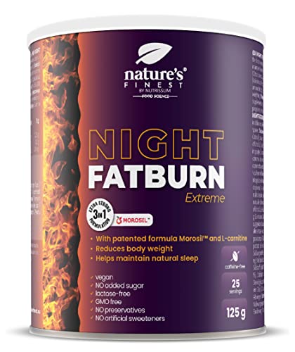 Nature's Finest by Nutrisslim Night FatBurn Extreme | Suplemento de pérdida de peso con fórmula 4 en 1 | Quemagrasas probado con Morosil, L-carnitina y valeriana | Pierde peso mientras duermes