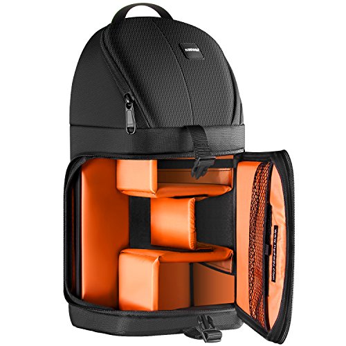 Neewer Professional Mochila Peso 653g la Viene con Bolsillos para Accesorios Protección Contra la Lluvia Compatible con Cámara Nikon Canon Sony y otras Cámaras y Lentes DSLR Trípode(Naranja)