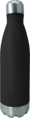 NERTHUS Pared Simple Negra de Acero Inoxidable 750 ml, Agua, Botella Reutilizable, Negro, 29 x 7,5 x 7,5 cm