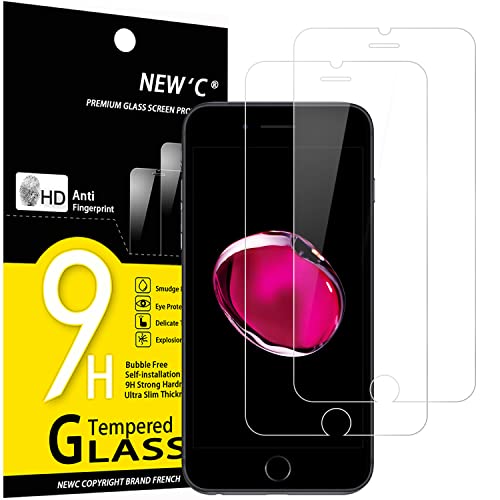 NEW'C 2 Piezas, Protector Pantalla para iPhone 8/7 (4.7), Cristal templado Antiarañazos, Antihuellas, Sin Burbujas, Dureza 9H, 0.33 mm Ultra Transparente, Ultra Resistente