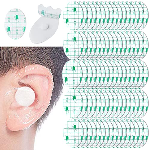 NICENEEDED 80 Uds Pegatinas Desechables Impermeables para los Oídos, Protectores Auditivos Transparentes para Ducha de Natación con Tapones para los Oídos, Tapas Protectoras para los Oídos Vendajes