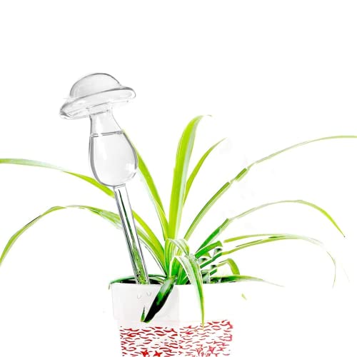 Nicoone Regador automático de plantas, focos de riego de vidrio de setas con estacas de auto-riego para plantas de interior y exterior