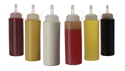Oaklyn (confezione da 6 Bottiglie di plastica da 8 Once per condimenti a spruzzo con coperchi a rotazione - Top Mayo Salse piccanti Olio d'oliva Ketchup Senape Dispenser - Set di condimenti