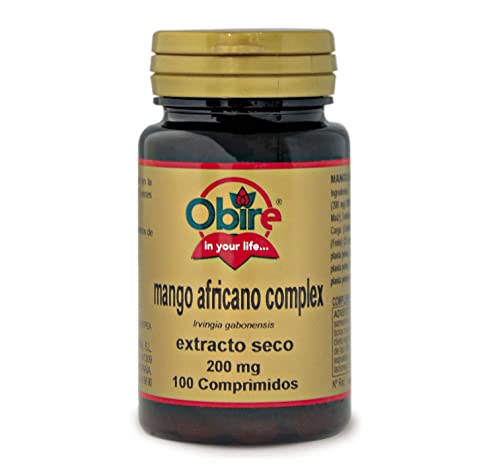 Obire - Mango Africano de 200 mg - 100 Comprimidos - Bote para 1 Mes - Contribuye a la Pérdida de Peso - Favorece la Eliminación de Líquidos - Complex