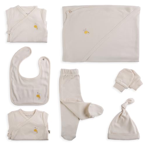 ORGANICKID Set Recien Nacidos Bebés, 7 Piezas, 100% algodón orgánico certificado GOTS para niños y niñas (Unisex) - conjunto primera puesta bebe