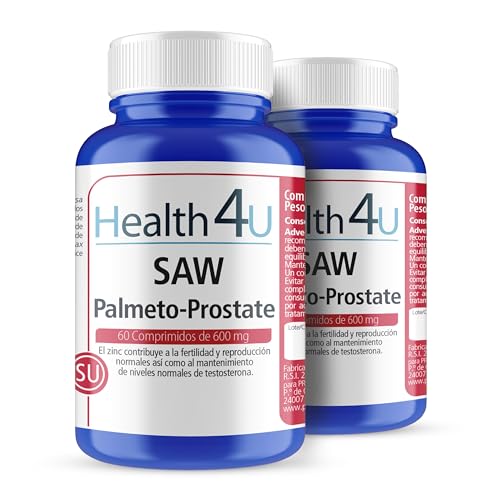 PACK 2 H4U Saw Palmeto-Prostate 60 comprimidos - Suplemento para la Próstata y la Salud Urinaria