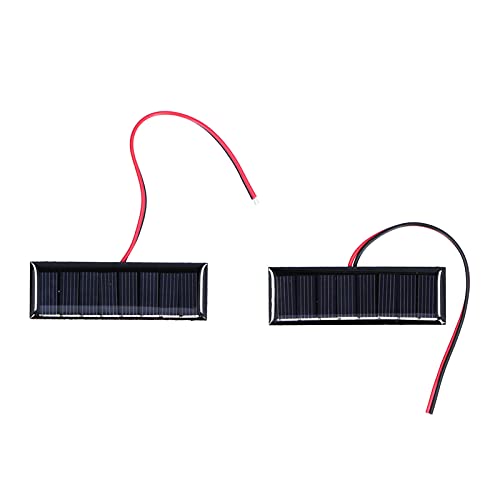 Panel solar de 2 piezas con cable electrónico 75x25mm 0,2 W 4 V Placa solar de polisilicio para luces solares, pequeñas bombas de agua