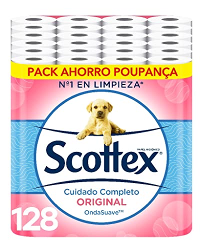 Papel Higiénico Scottex Original 128 rollos, 4 packs de 32 rollos