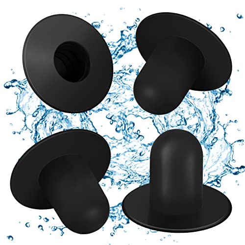 Paquete de 4 tapones de pared para piscina, piezas de repuesto – Filtro de bomba de filtro de piscina sobre el suelo, tapón de tapón de agujero compatible con Intex y Bestway (negro)