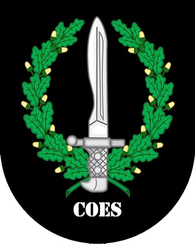 Parche COES Escudo. Forma Escudo 7 x 5,5 cm Tela Impresa Borde Hilo Negro y Velcro Macho Trasero - 1 Unidad