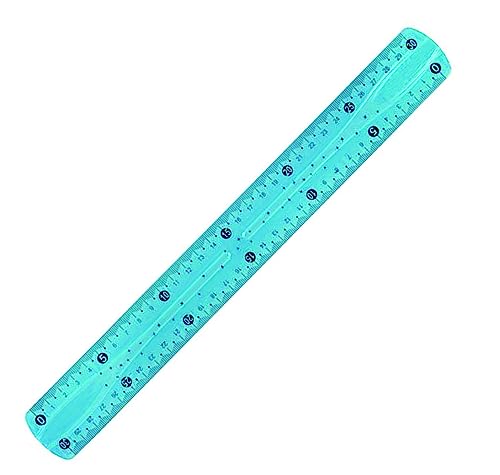 PARENCE.- Regla suave 30cm / Instrumento de medición irrompible/Medida en centímetros (30) y pulgadas (12) - Color aleatorio (azul, amarillo, verde, rojo...)
