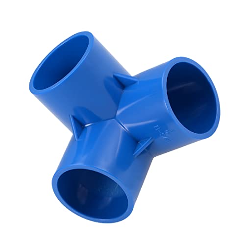 PATIKIL 40mm 3 vías Codo PVC Tubo Montaje Muebles Grado, T Ángulo Accesorios, Azul