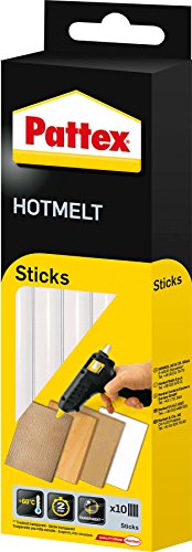 Pattex Hotmelt Sticks barras de pegamento de altísima transparencia para pistola de pegamento caliente, 10 barras de pegamento caliente para hacer manualidades, decorar y reparar