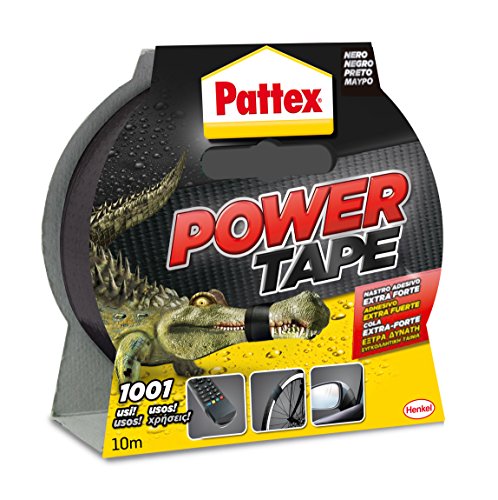 Pattex Power Tape, cinta multiusos resistente, fuerte, corte fácil, negro, 10 m
