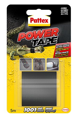 Pattex Power Tape, cinta multiusos resistente, fuerte, corte fácil, negro, 5 m