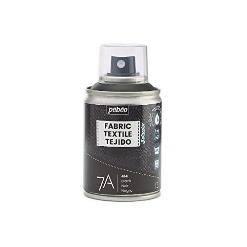 Pébéo - Pintura en spray para textiles 7A Spray 100ml - Tejidos naturales y sintéticos - Base de agua - Sin disolventes - Resistente al Lavado a Máquina - Pintura sobre Tejido Pébéo Color Negro