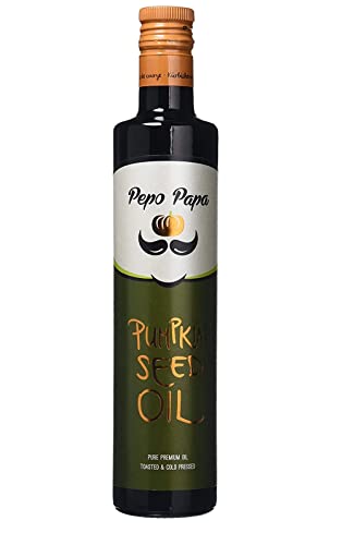 Pepo Papa - Aceite de Semilla de Calabaza - ACEITE Puro Premium Tostado y Prensado en Frío - Vegano - Hecho en Hungría (500 ml)