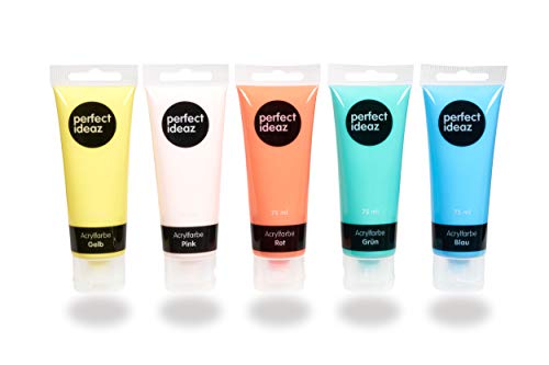 perfect ideaz • 5 x 75 ml chalk paint pastel, 5 colores, resistente a la luz, a base de agua