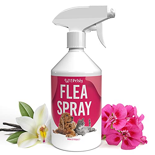 Petsly Spray Antipulgas para Perros y Gatos con Aceites Naturales Repelentes, 500ml - Antiparasitario contra Pulgas, Ácaros, Garrapatas - Alternativa a Collar Antiparasitario Perros y Pipetas