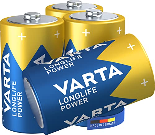 Pila Varta Longlife Power D Mono LR20 (paquete de 4 unidades), pila alcalina para juguetes, linternas, reproductores de CD y otros aparatos que funcionan con pilas