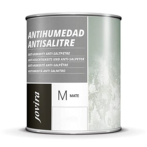 Pintura Antihumedad Blanco Mate. Impermeabiliza, protege y aísla fachadas, muros, paredes. (750 Mililitros, Antisalitre)