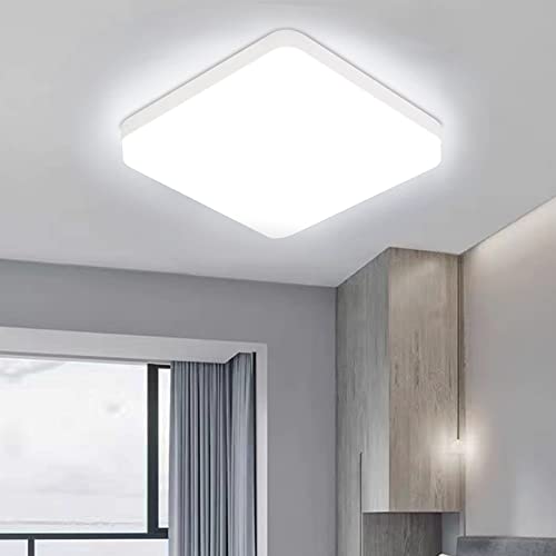 Plafon LED Techo 36W Lampara Techo 3240LM 7000K Lamparas de Techo,IP44 Impermeable Plafones Para Techo LED,Plafon LED Cuadrado Blanco Para Cocina Baño Habitacion Dormitorio Salon Pasillo Ø230*H40mm