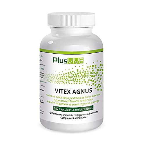 Plusvive - Vitex agnus-castus, mejora la salud sexual, con extracto de ñame silvestre, 180 cápsulas (250 mg)