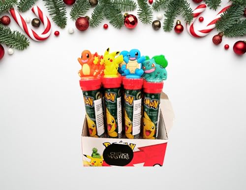 Poke&mon - Calendario de Adviento y relleno de calcetín de Navidad, tubo de caramelos, regalo de fiesta de cumpleaños, relleno de bolsa de regalo – con personaje 2D y sello, paquete de 6 o 12 (paquete