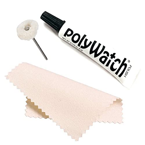 Polywatch - Quitaarañazos de plástico para Relojes con pulidor Suave y paño de Pulido de 5 x 5