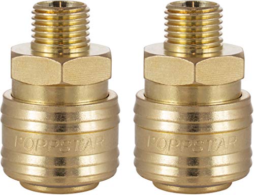 Poppstar Conectores rapidos aire comprimido, diámetro nominal 7,2 mm con rosca exterior (macho) de 1/4 pulgada para conexión de aire comprimido. 2pzas