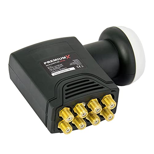 PremiumX Deluxe Octo LNB - Convertidor de señal para 8 usuarios con recepción satelital Digital en HD, UHD y 4K. Soporta DVB-S2 y oscilador de Referencia PLL para el máximo Rendimiento