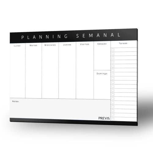 Previs Planificador Semanal A4 Con Diseño Minimalista y Productivo - Organizador Semanal A4 - Planning Escritorio. Planner Organización