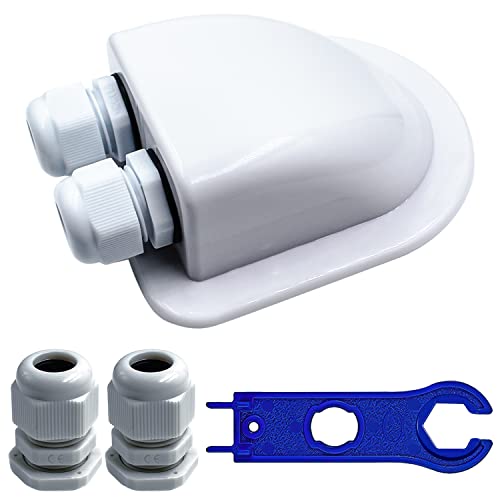 QIQN Placa de Entrada de Cable Solar Pasacables para Techo Doble Cable Entrada Glándula IP68 Impermeable ABS con Cable Gland para Paneles Solares de RV Botes Caravana y Marina Camping