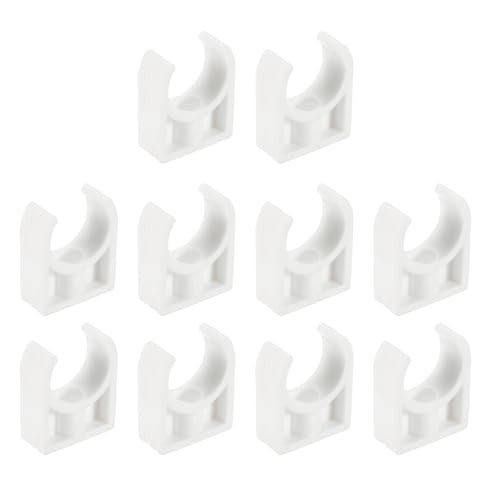 QUARKZMAN Abrazaderas de Tubería de PVC, 50 Piezas, Aptas para Mangueras de 20 mm (3/4") de Diámetro Exterior, Soporte en Forma de U para Tuberías de Agua de PVC, Color Blanco.