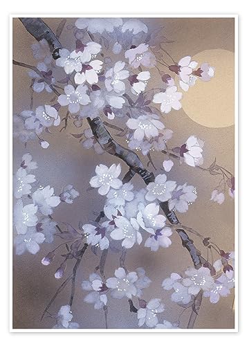 Rama de cerezo repleta de flores pósters para la pared de Haruyo Morita Cuadros decoración para cualquier habitación 70 x 90 cm Pastel Pintura con acuarela Láminas decorativas